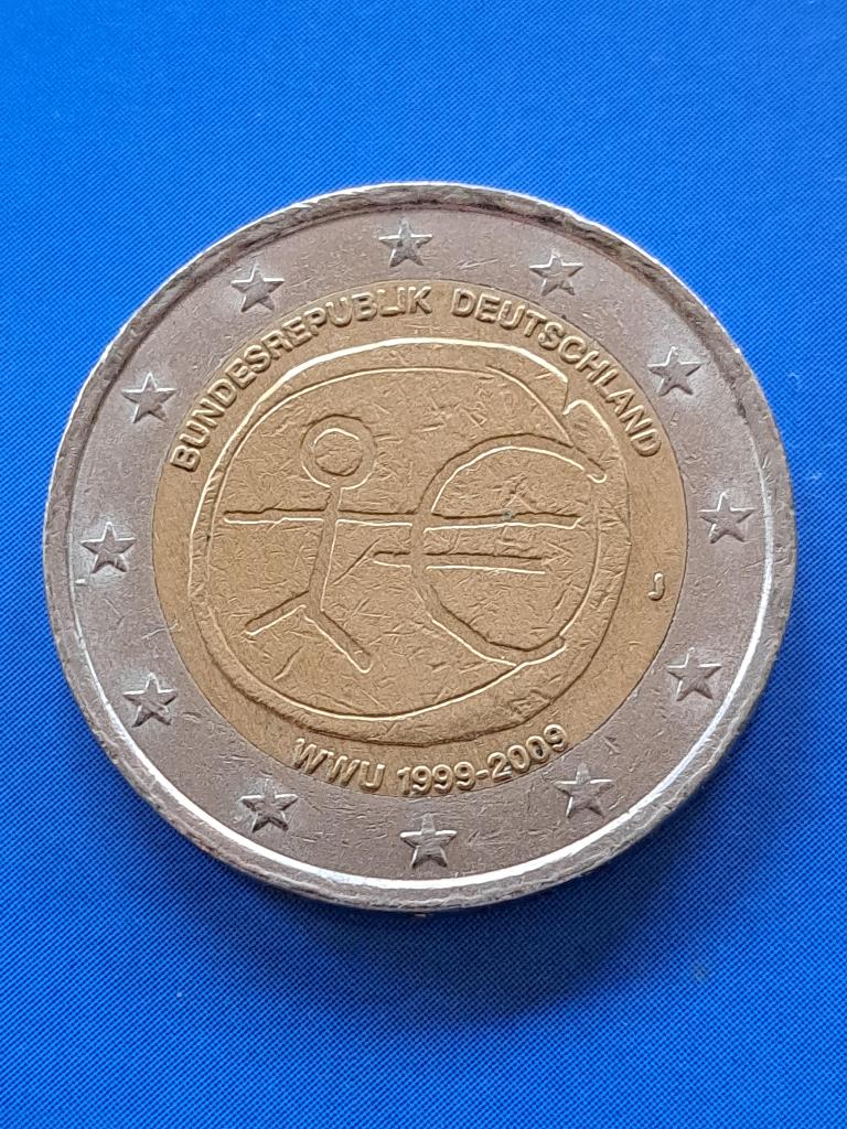2009 J Allemagne 2 euros 10 ans de l'UEM Hambourg, Envoi, Allemagne, 2 euros, Monnaie en vrac