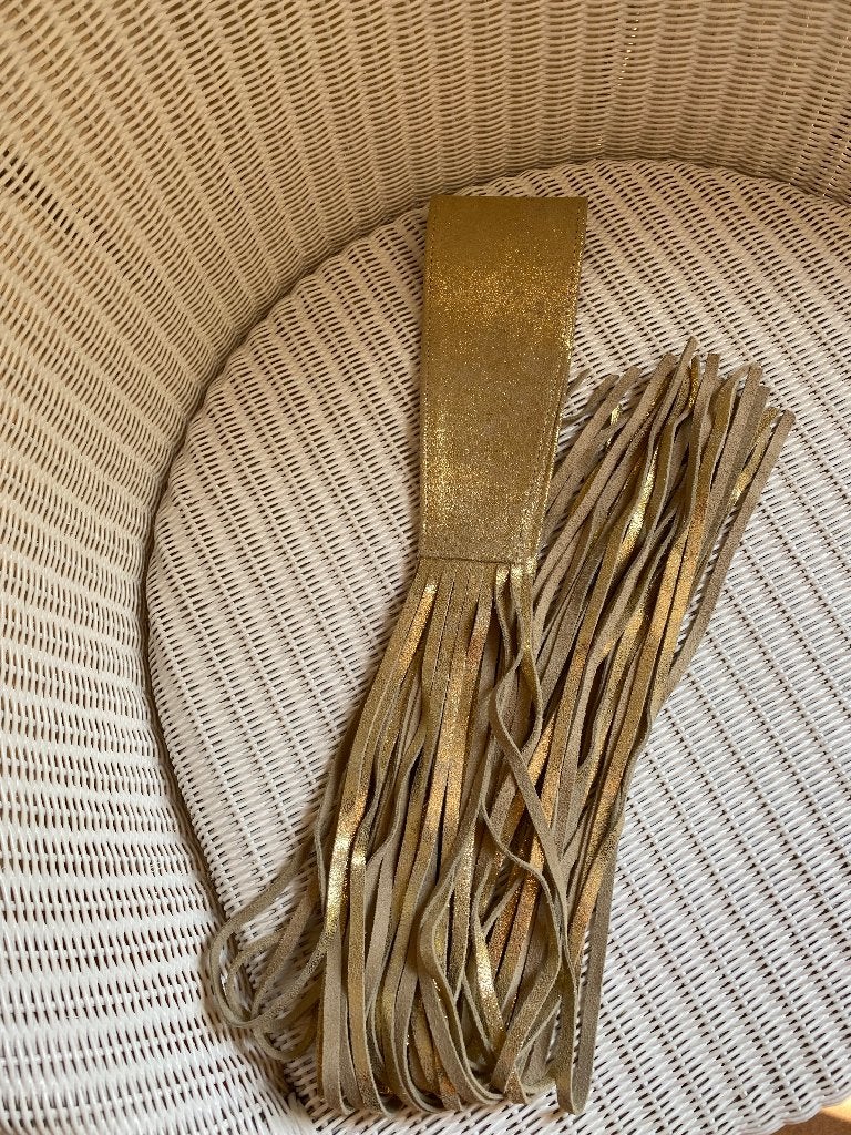 Ceinture en cuir souple doré à franges Scapa - S, Scapa, Cuir véritable, Enlèvement ou Envoi, Autres couleurs