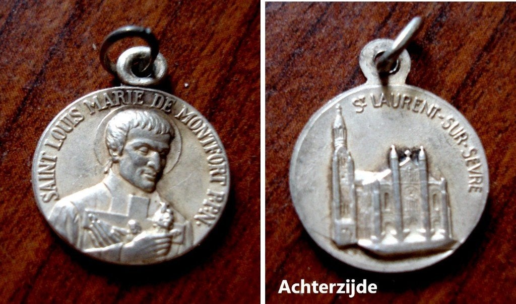 Religieus medailletje met Louis Marie de Montfort, Verzenden, Zo goed als nieuw, Overige typen, Christendom | Katholiek