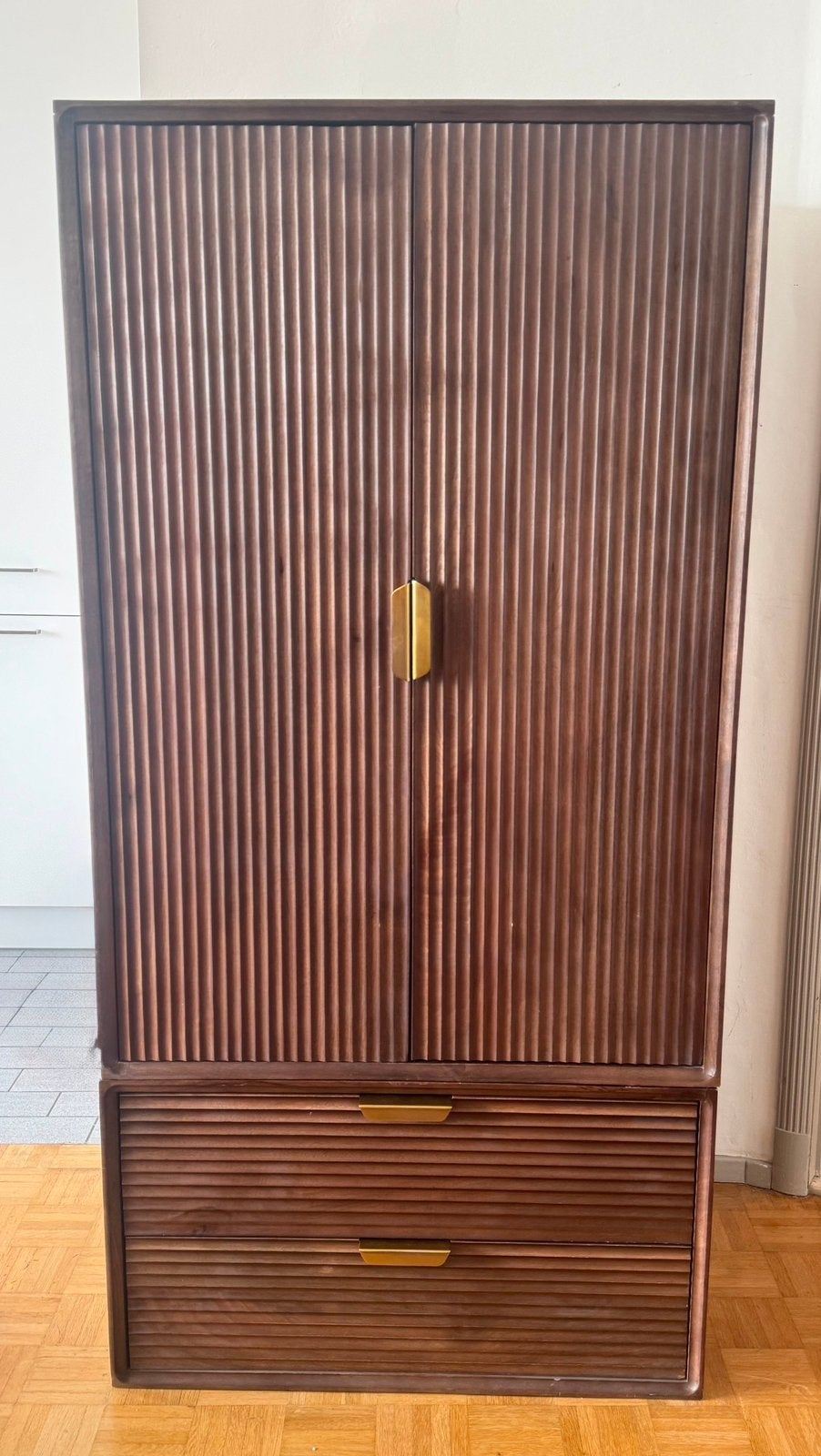 Mangohouten kast - MADE, Maison & Meubles, Armoires | Penderies & Garde-robes, Utilisé, 150 à 200 cm, 50 à 100 cm, 50 à 75 cm