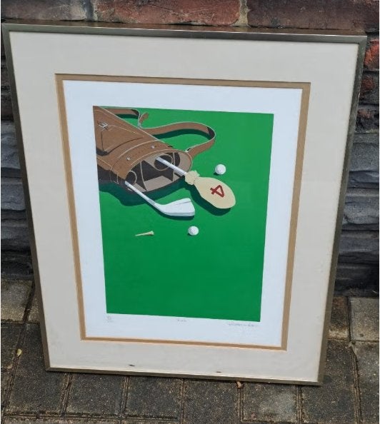 lithographie theme du golf signe, Antiquités & Art, Enlèvement ou Envoi, Lithographie