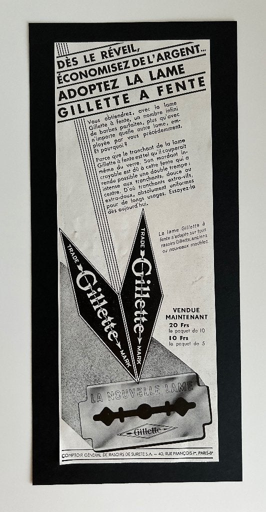 deco oude papieren reclame - Gilette - Vichy - Vittel, Verzamelen, Ophalen of Verzenden, Reclame