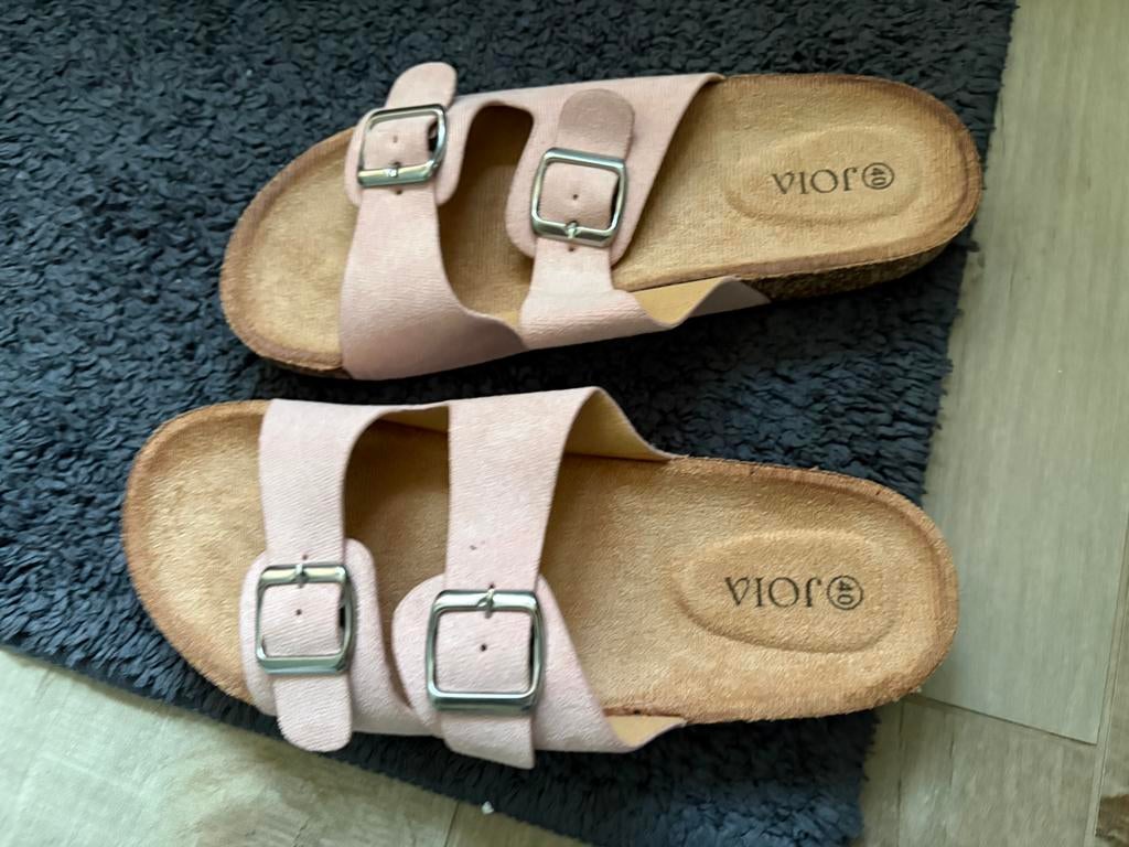 Mules rose cuir type Birkenstock, Enlèvement ou Envoi, Comme neuf, Rose