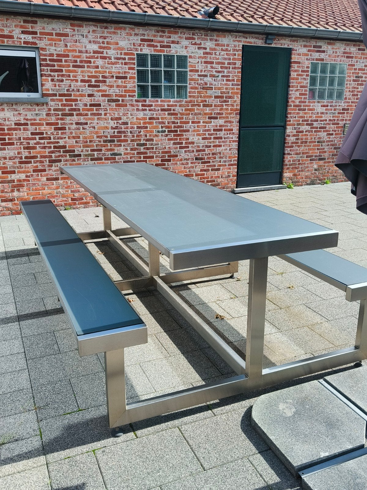 inox picnictafel, Ophalen, Zo goed als nieuw, Rechthoekig, Overige materialen