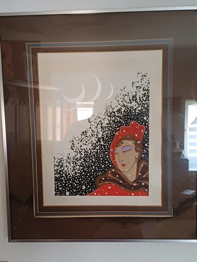 Sérigraphie originale ERTÉ (Romain de Tirtoff) - "Winter", Antiquités & Art, Art | Lithographies & Sérigraphies, Sérigraphie, Enlèvement ou Envoi
