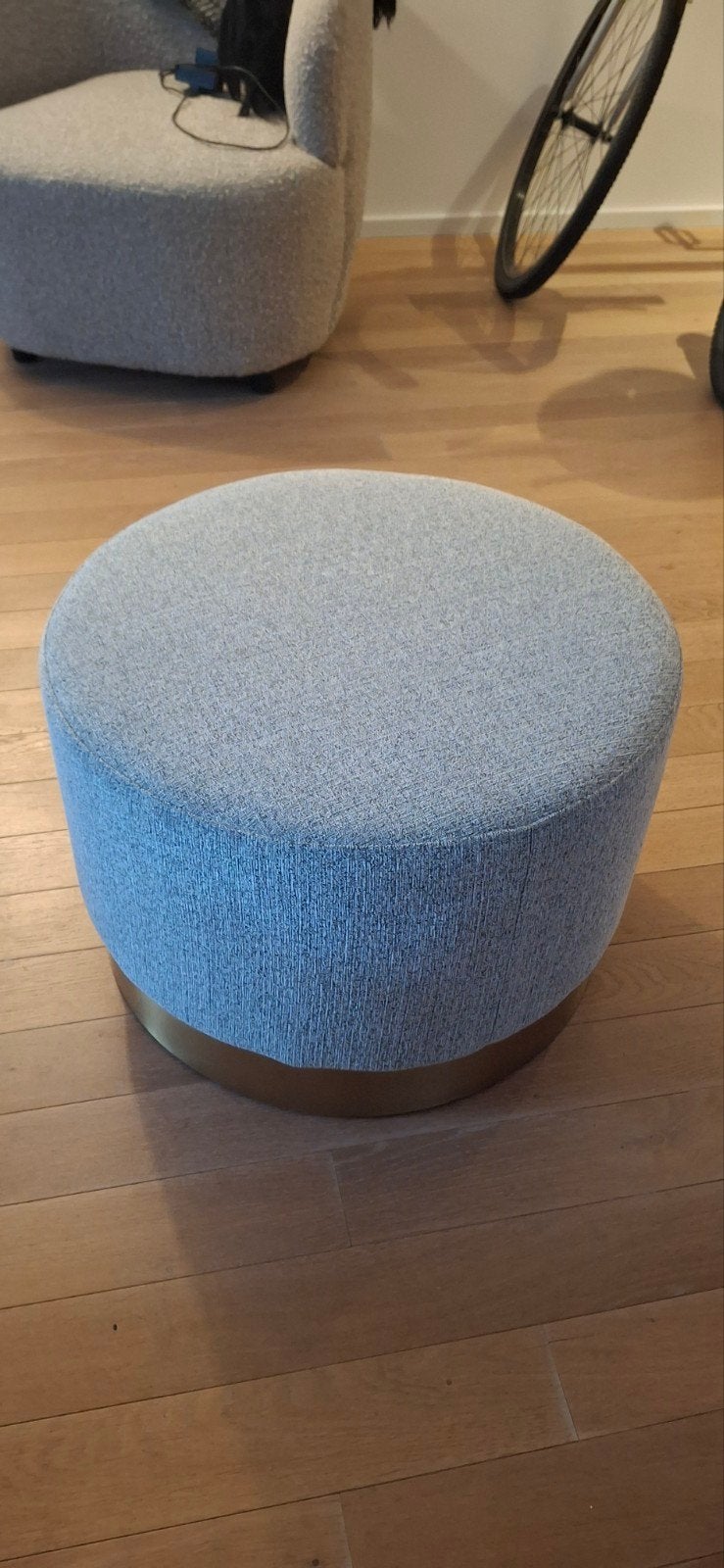 Puff round grey, Rond, Comme neuf, Enlèvement, 50 à 75 cm