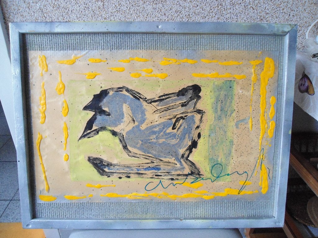 Anton Heyboer gemengde techniek op paneel 1987, Antiek en Kunst, Kunst | Schilderijen | Modern, Ophalen of Verzenden