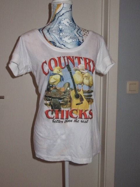 Witte dames T-shirt "Country Chicks" - Large, Wit, Maat 42/44 (L), Ophalen of Verzenden, Zo goed als nieuw