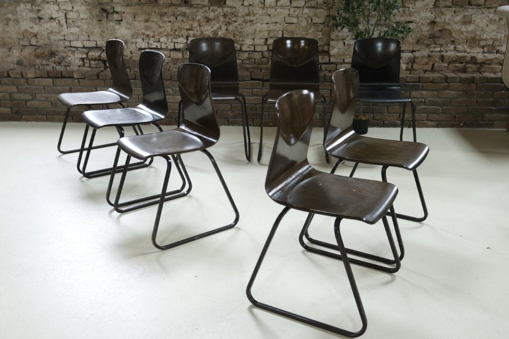 Vintage Galvanitas S23 Pagholz Sledeframe stoelen jaren 60, Ophalen