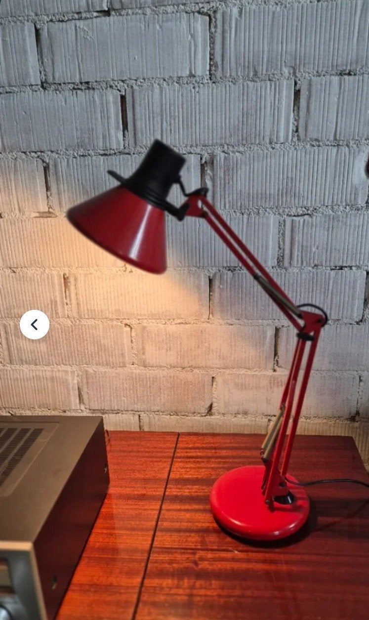 Fase vintage rode bureaulamp, Huis en Inrichting, Lampen | Tafellampen, Bureaulamp, Gebruikt, Overige merken, Vintage