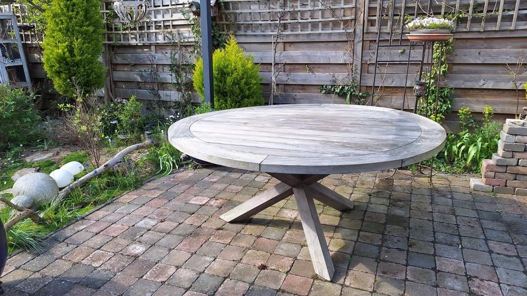Tuintafel Teaktafel Teak tafel Teak 4SO rond 160cm Louvre, Ophalen, Hardhout