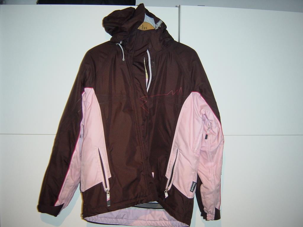 Winterjas ski bruin / roze, Sport en Fitness, Skiën en Langlaufen, Gebruikt, Kleding, Ski, Ophalen