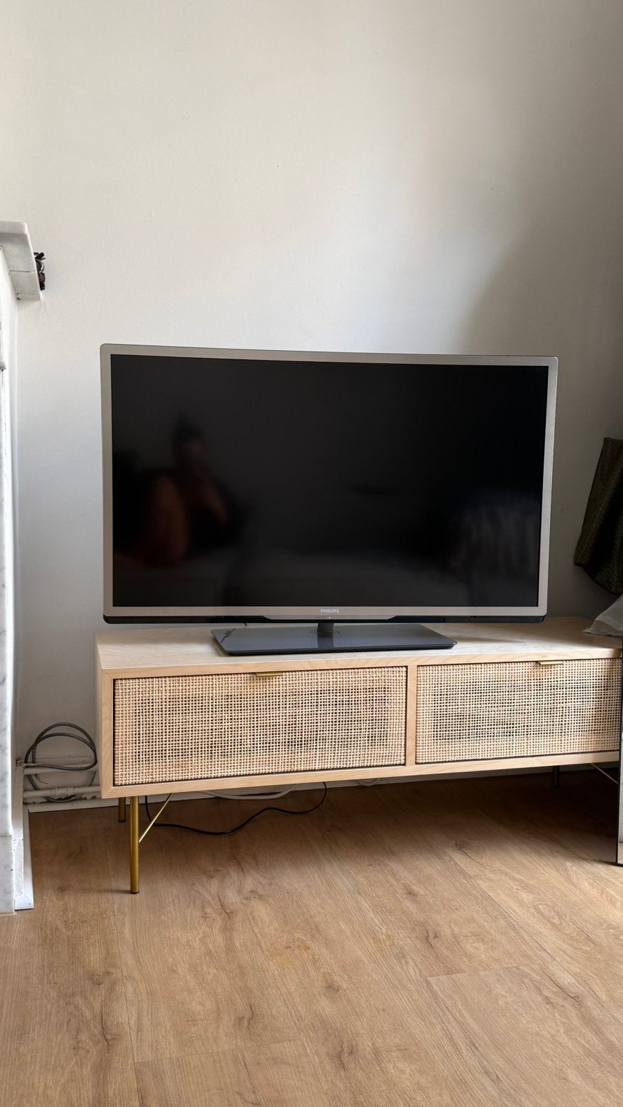 TV meubel met Rotan look, Ophalen, Overige materialen, Gebruikt, 100 tot 150 cm