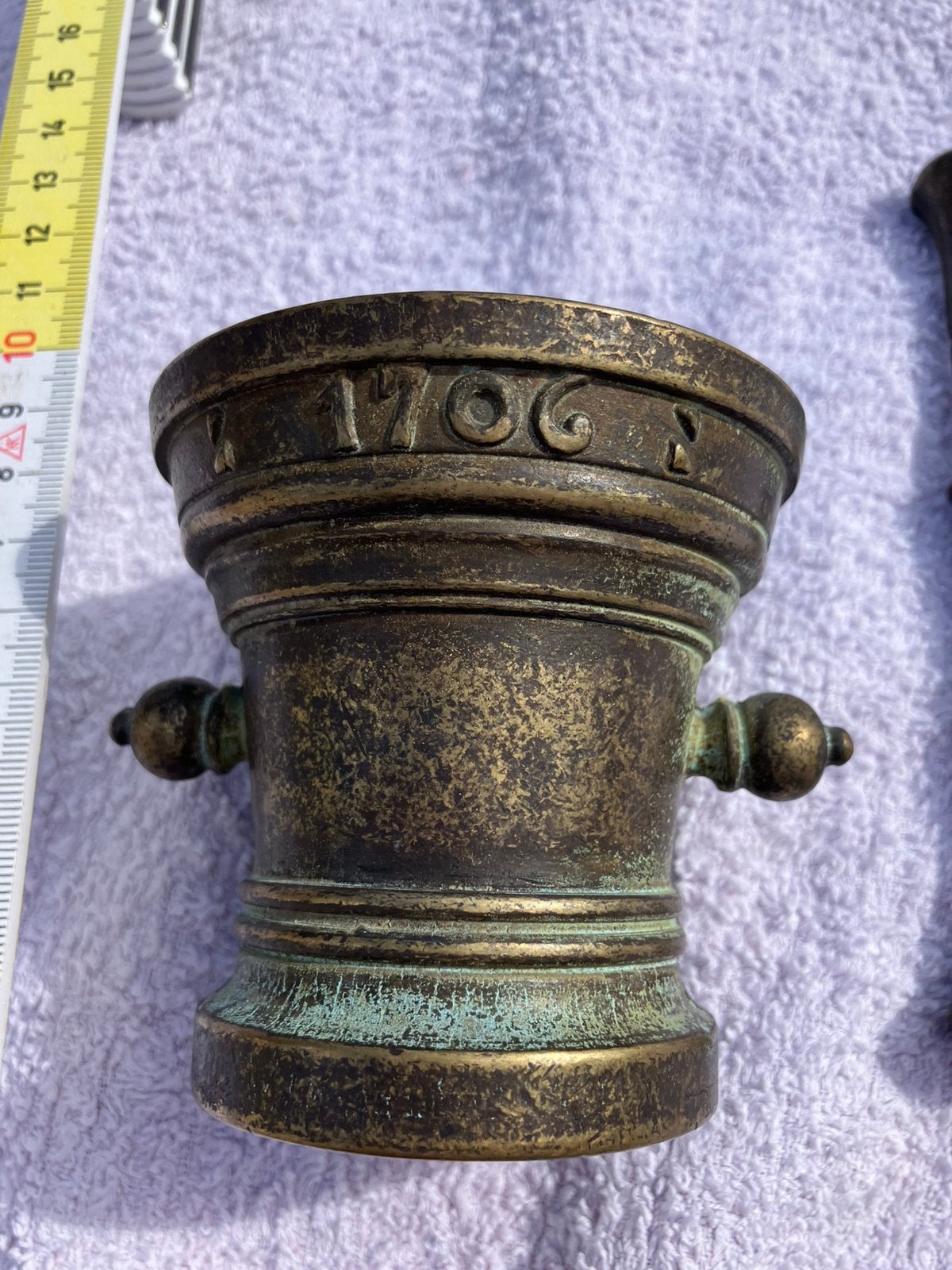 Mortier Vijzel Anno 1706 Brons Apotheek, Ophalen of Verzenden, Brons