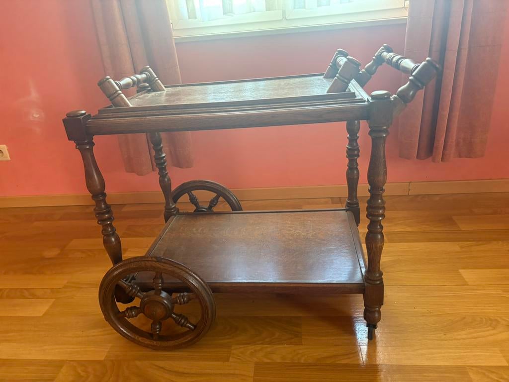 Houten trolley in zeer goede staat, Ophalen, 50 tot 100 cm, Eikenhout, Zo goed als nieuw
