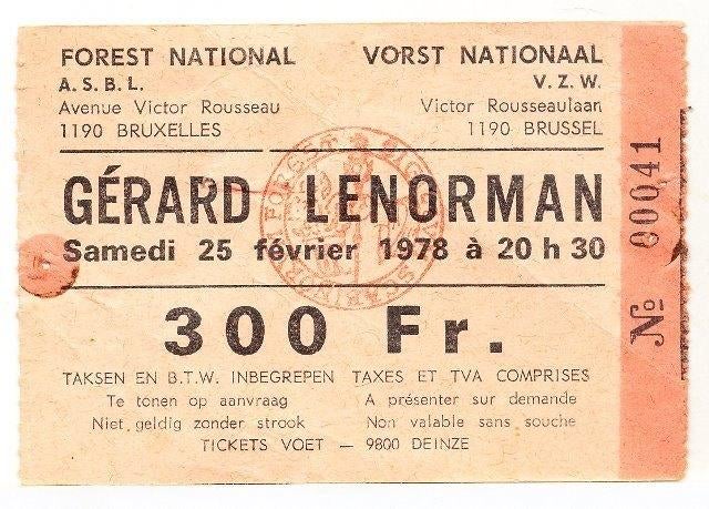 (m25) Gerard Lenorman, inkomticket, Verzenden