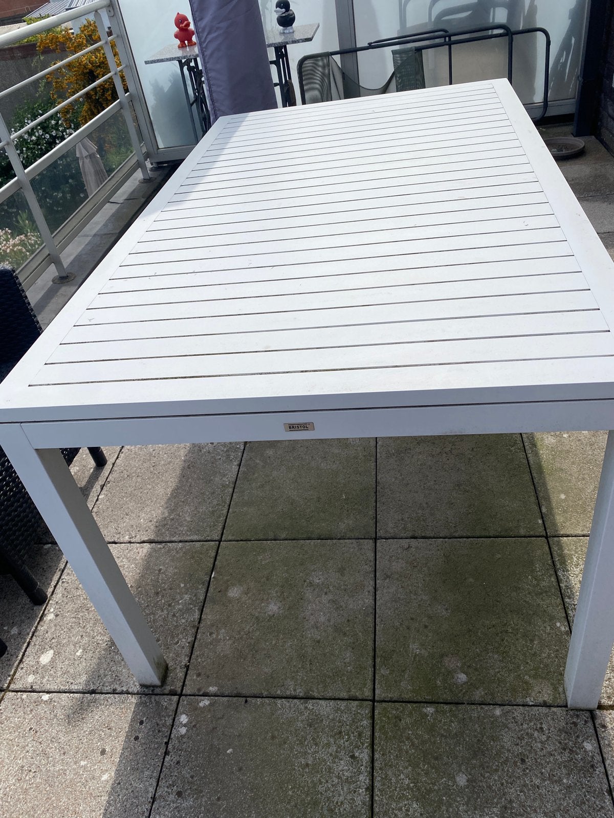 Table, Bristol, blanche, Jardin & Terrasse, Enlèvement, Utilisé, Rectangulaire