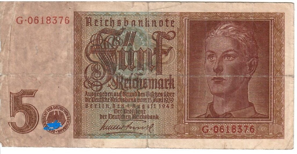 Billet du Reich 5 RM 01/08/1945, Enlèvement ou Envoi, Armée de terre