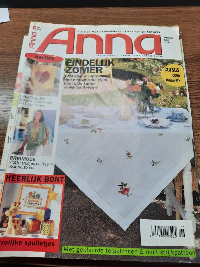 Magazine « ANNA » juin 2004, Enlèvement ou Envoi, Utilisé, Broderies à la main, Patron