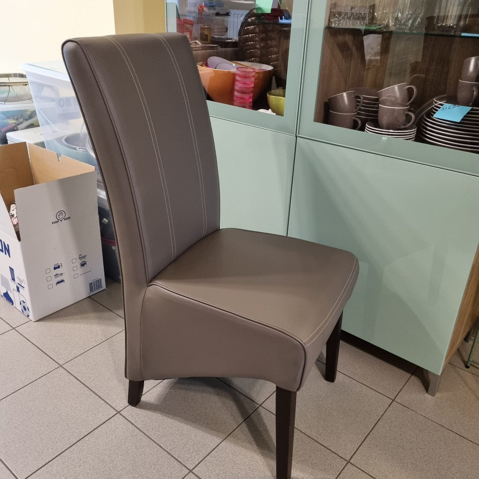 Eetkamerstoelen, Maison & Meubles, Chaises, Gris, Comme neuf, Enlèvement, Cuir