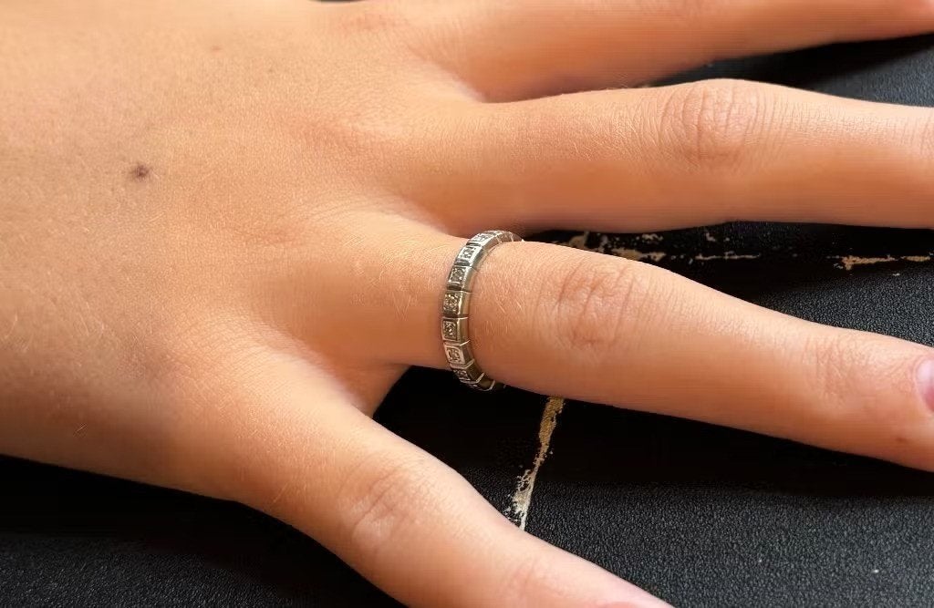 Diamanten 14k gouden alliance rij ring dame briljant fraai, Ophalen of Verzenden, Zo goed als nieuw, Dame of Heer, Met edelsteen