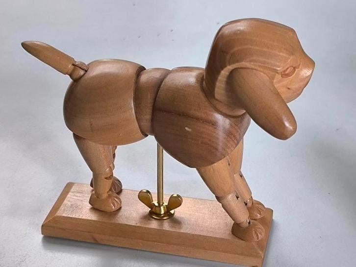 Gelede houten hondenpop/modelpop, Hobby en Vrije tijd, Tekenen, Ophalen of Verzenden