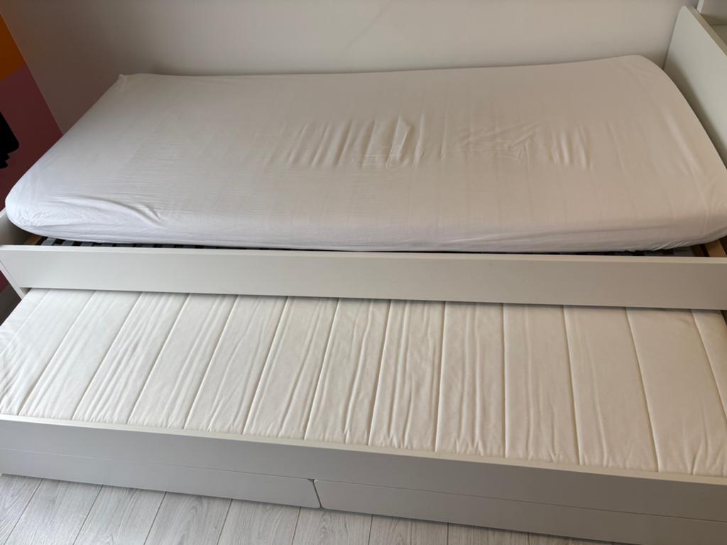 Lit avec tiroir + rangement, 85 à 100 cm, Enlèvement, Matelas, 180 cm ou plus