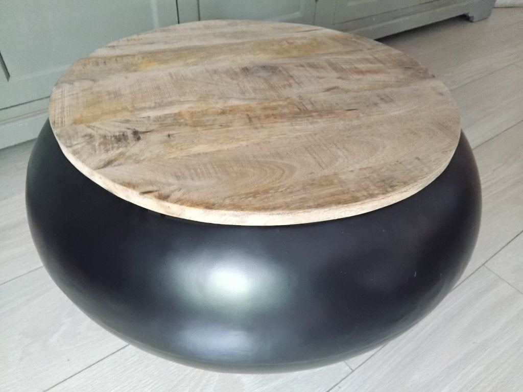 salontafel rond stalen kuip en mango nieuw, Ophalen, Nieuw