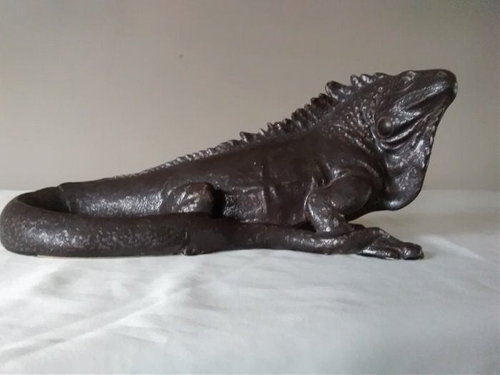 Vintage leguaan geglazuurde terracotta midden 20ste eeuw, Antiek en Kunst, Kunst | Beelden en Houtsnijwerken, Ophalen of Verzenden