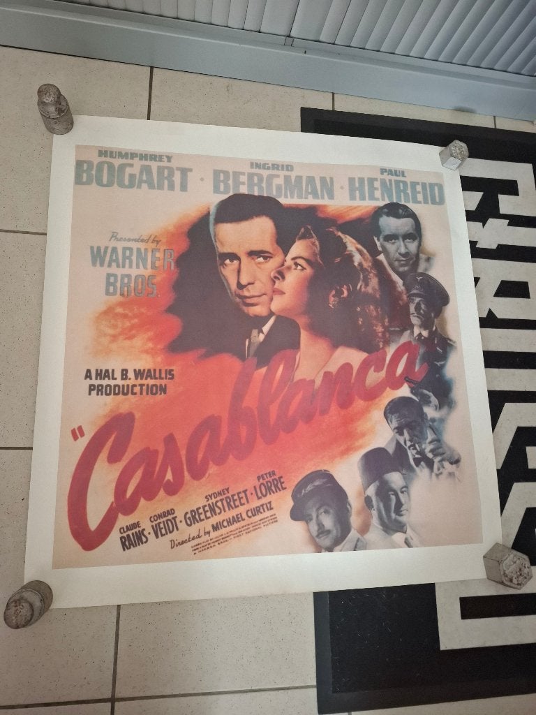 Oude Poster casablanca film, Verzamelen, Posters, Deurposter of groter, Vierkant, Ophalen of Verzenden, Zo goed als nieuw