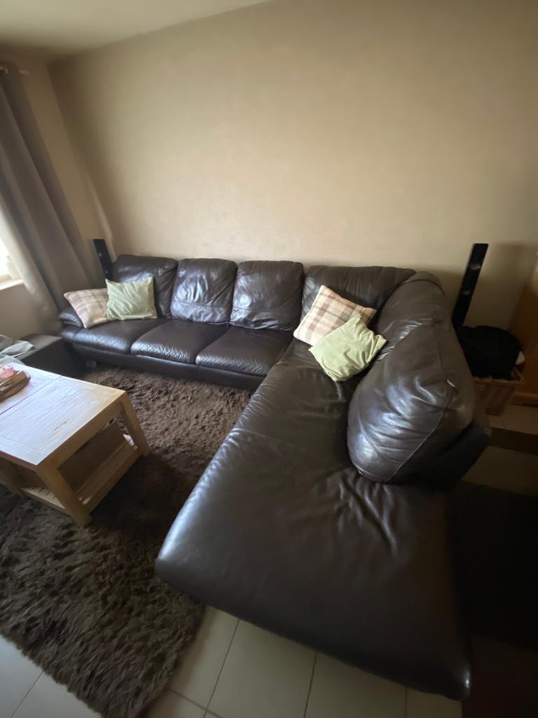 Hoeksalon in buffelleer, Huis en Inrichting, Ophalen, Gebruikt, Leer, Hoeksalon