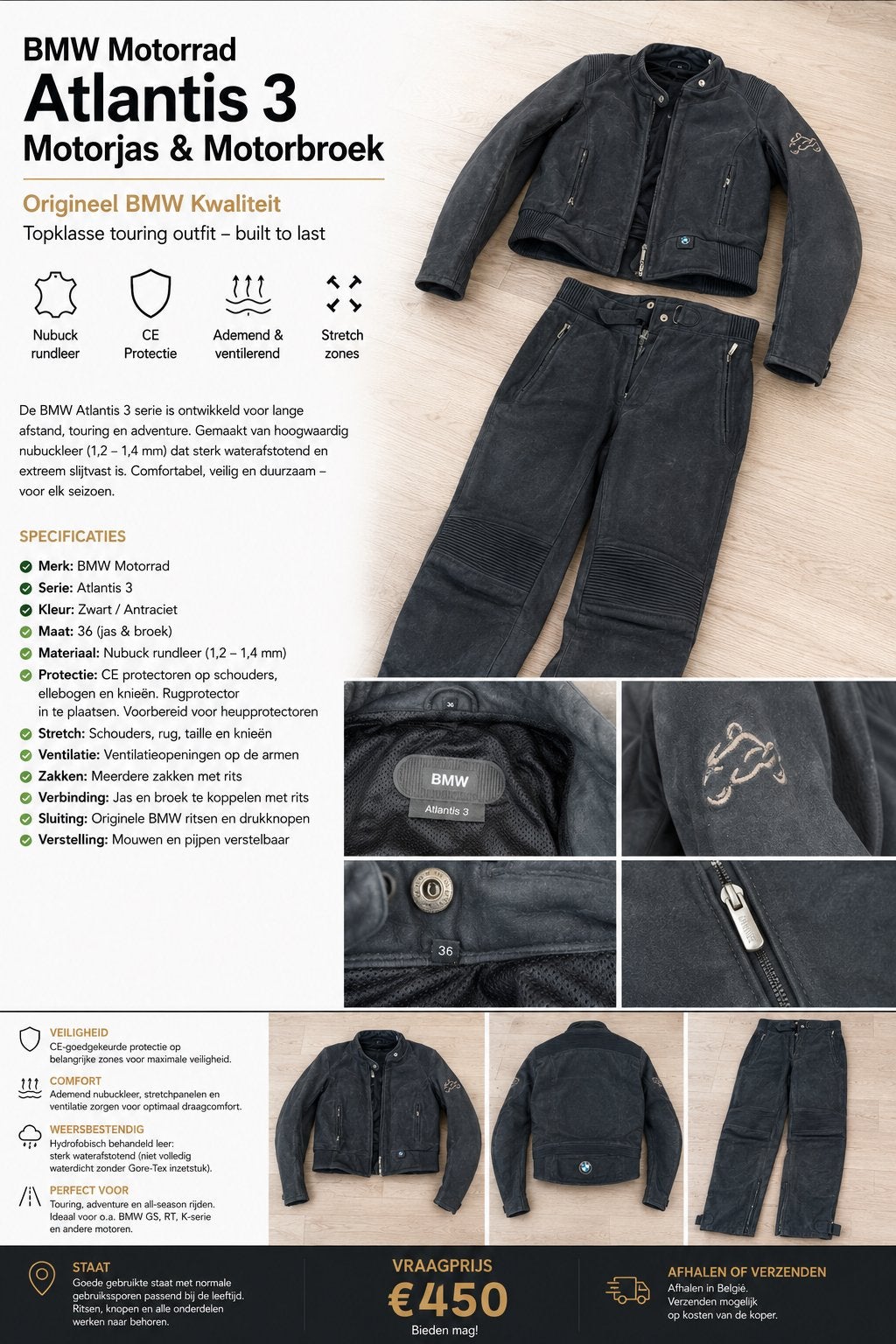 BMW Atlantis Dames set - 80 %, Motoren, Kleding | Motorkleding, Ophalen of Verzenden, Dames, Broek | leer
