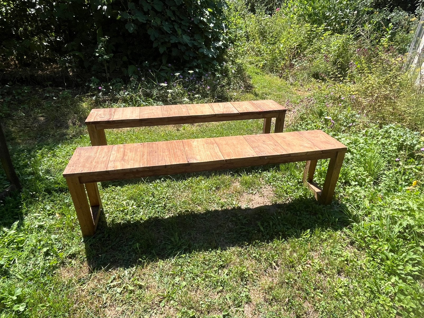 Bancs en teck, Enlèvement, Comme neuf, Bois