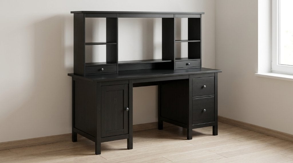 Combinaison de bureau IKEA HEMNES brun-noir avec structure, Maison & Meubles, Bureaux, Utilisé, Bureau-armoire combiné, IKEA, Goulotte de câbles