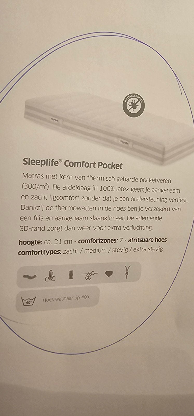 Matelas double en latex Sleeplife Comfort, Autres dimensions, Matelas, Comme neuf, Enlèvement