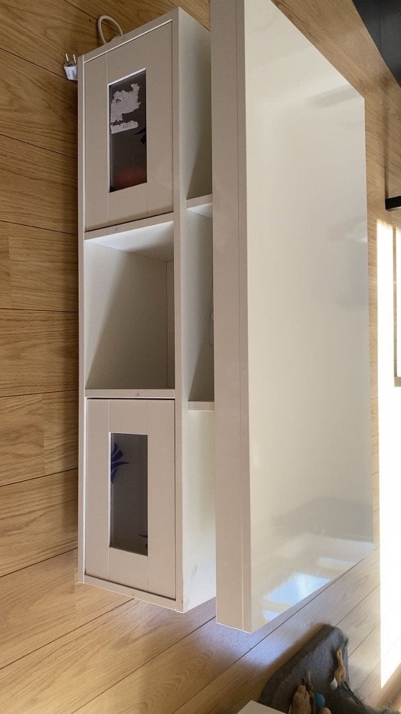 Tv meubel, Ophalen, Kunststof, 100 tot 150 cm, Modern wit