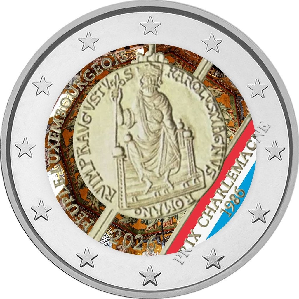 2 euro Luxemburg 2026 Karel de Grote prijs gekleurd, Ophalen of Verzenden, Luxemburg, 2 euro