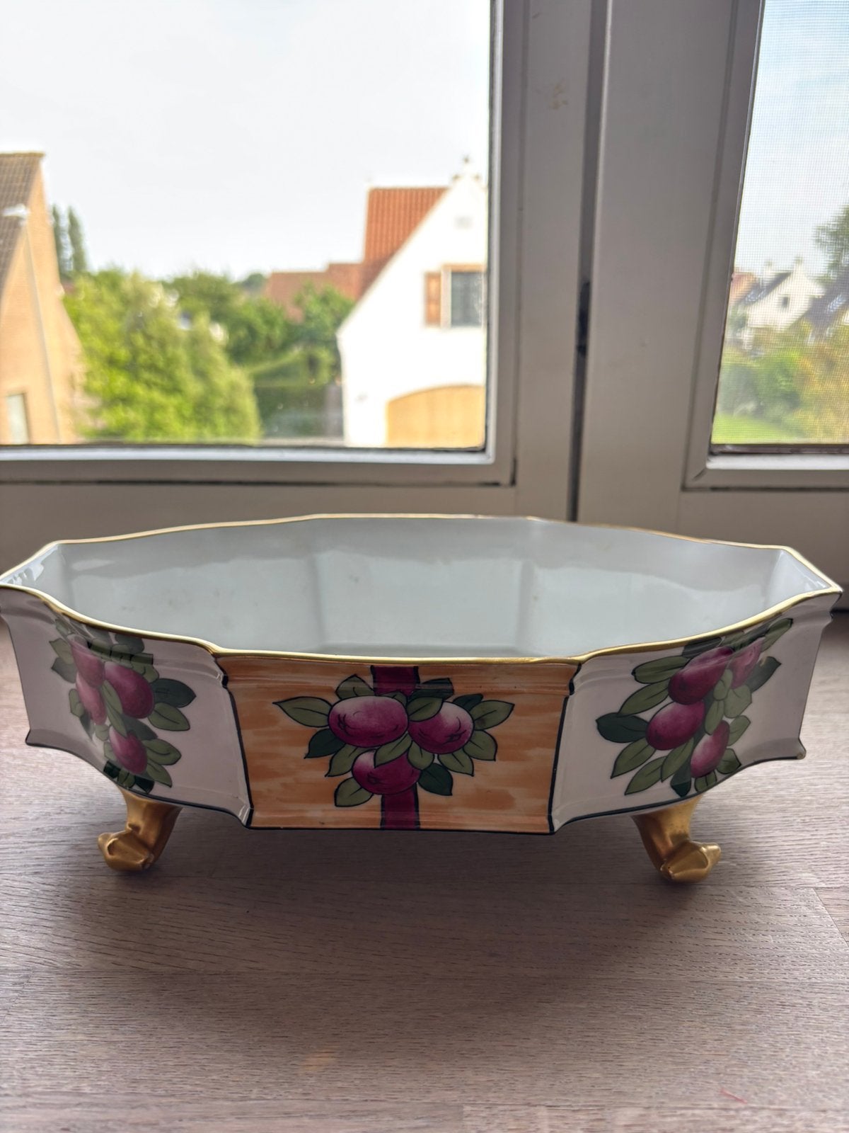 Vintage Limoges jardinière / porseleinen schaal fruitmotief, Enlèvement