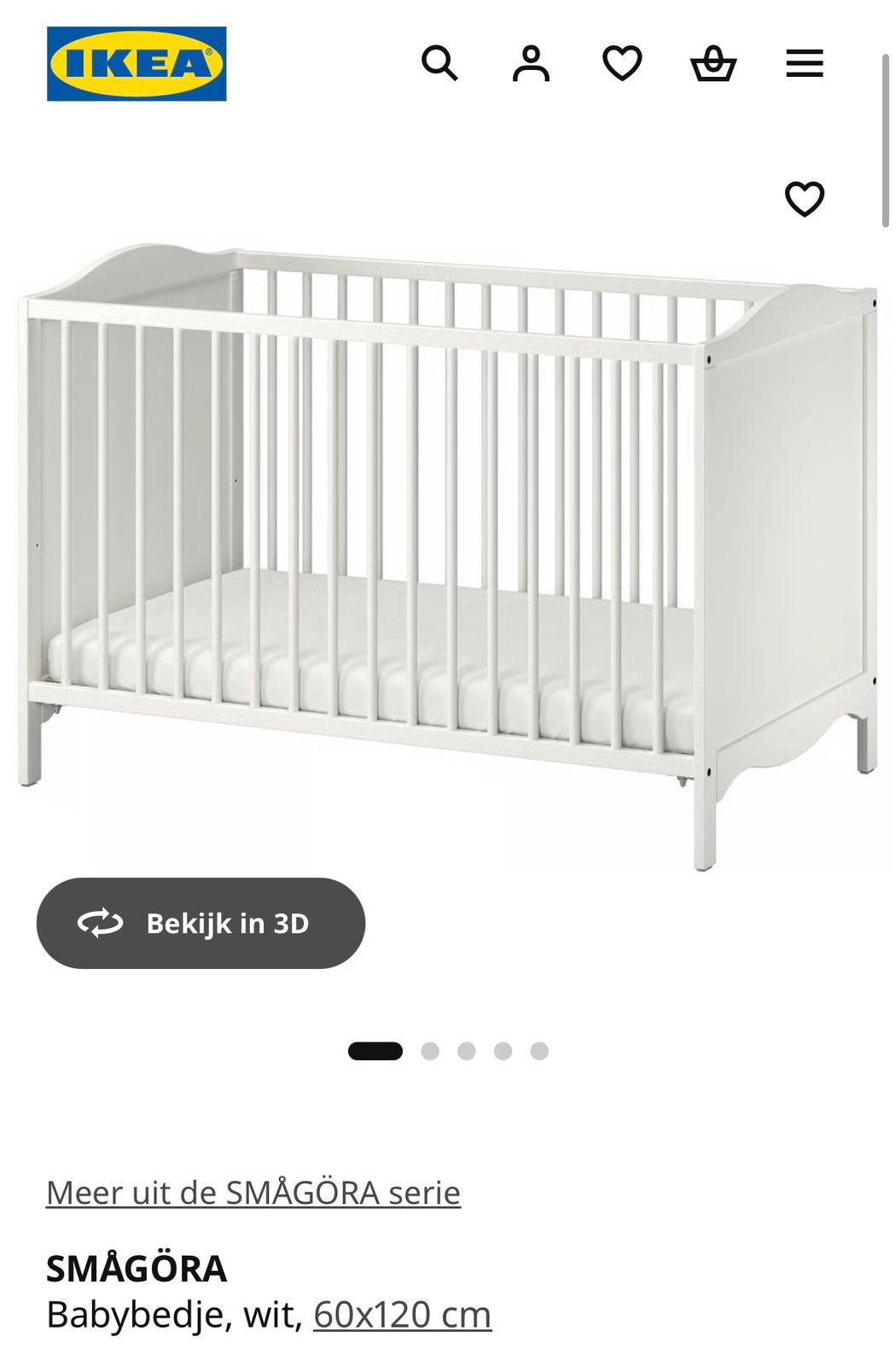 Baby bed ikea, Ophalen, Zo goed als nieuw, Matras