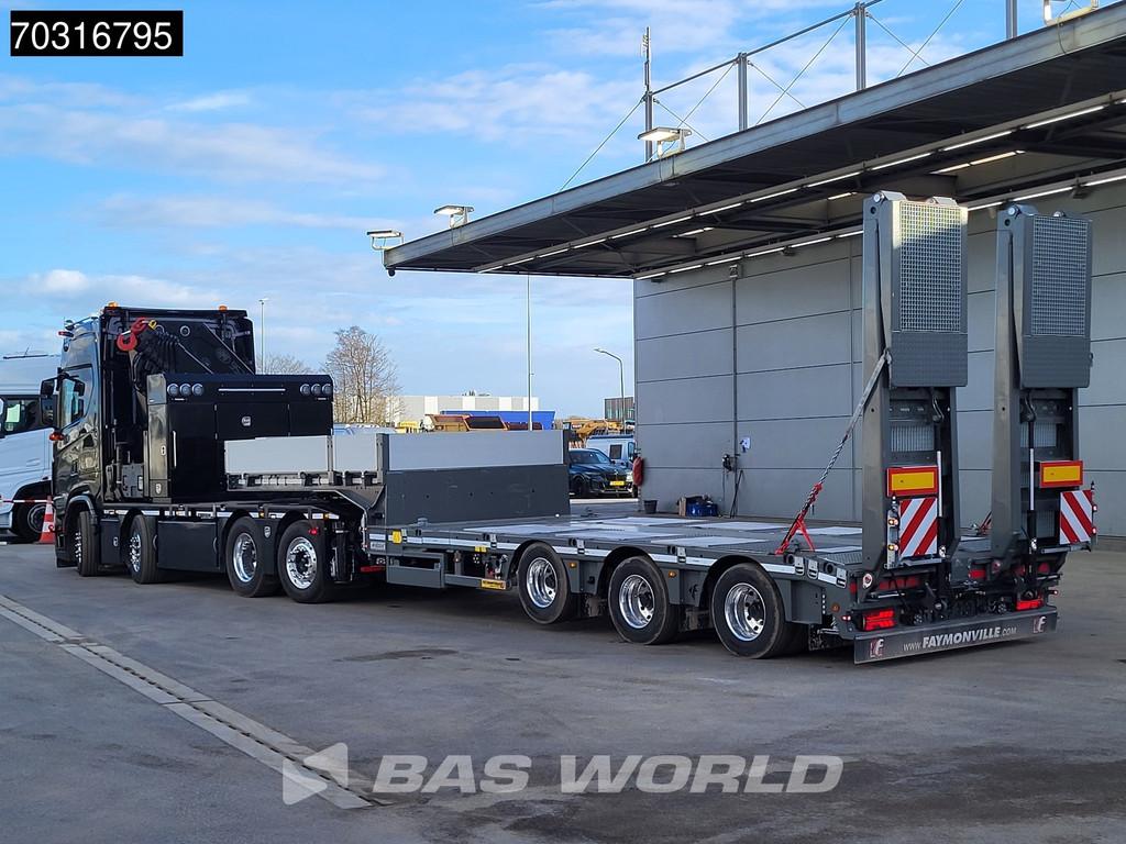 Scania S660 8X2 HMF 9520OK-RCS Crane Kran Fifth wheel Full A, Euro 6, Scania, Zwart, Leder