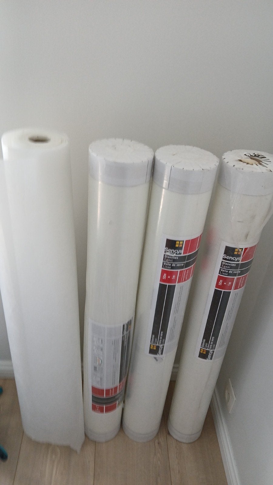 Gladde glazen sluier 3 complete rollen + 1 open, Ophalen
