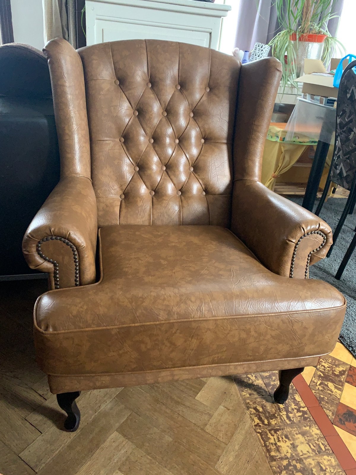Bruine leren fauteuil, Maison & Meubles, Fauteuils, Enlèvement, Comme neuf