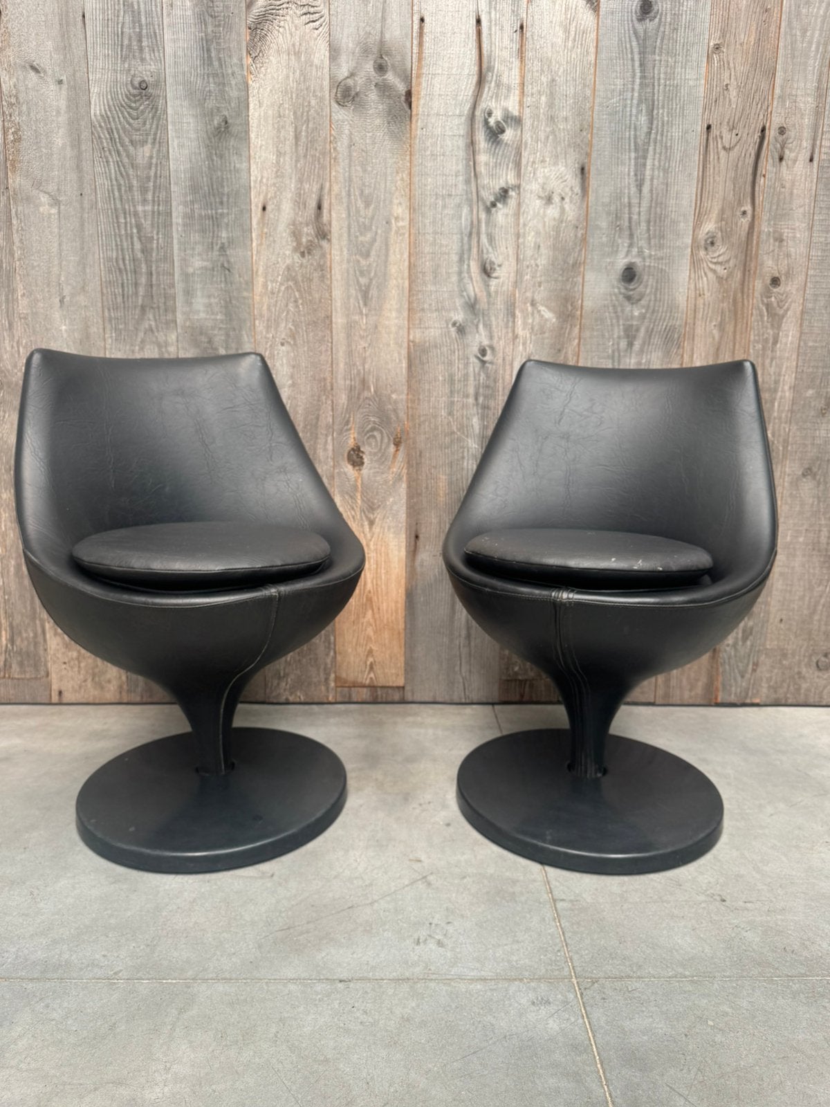 Zeldzaam paar vintage POLARIS-stoelen design Pierre Guariche, Minder dan 50 cm, Gebruikt, Minder dan 75 cm, Ophalen of Verzenden