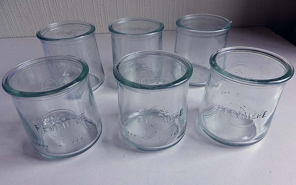 Youghurtpotjes ‘La Fermière’: €.1,00/4st., Ophalen, Zo goed als nieuw, Glas