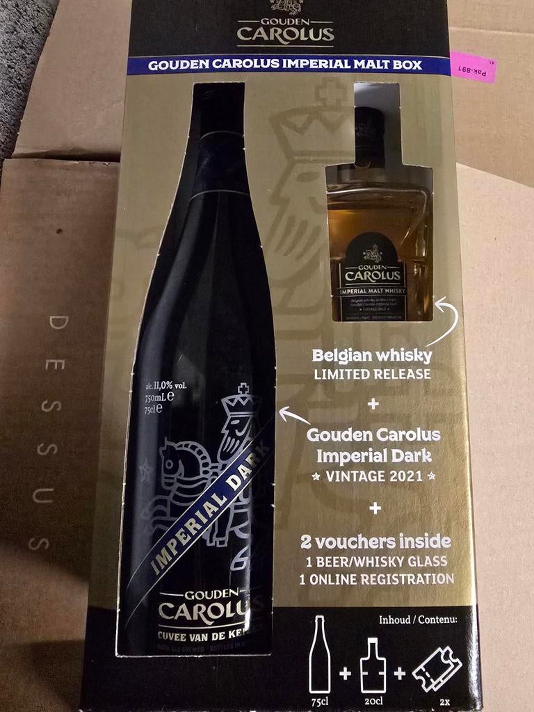 Édition limitée de la boîte à malt Golden Carolus Imperial, Collections, Marques de bière, Neuf, Bouteille(s), Autres marques
