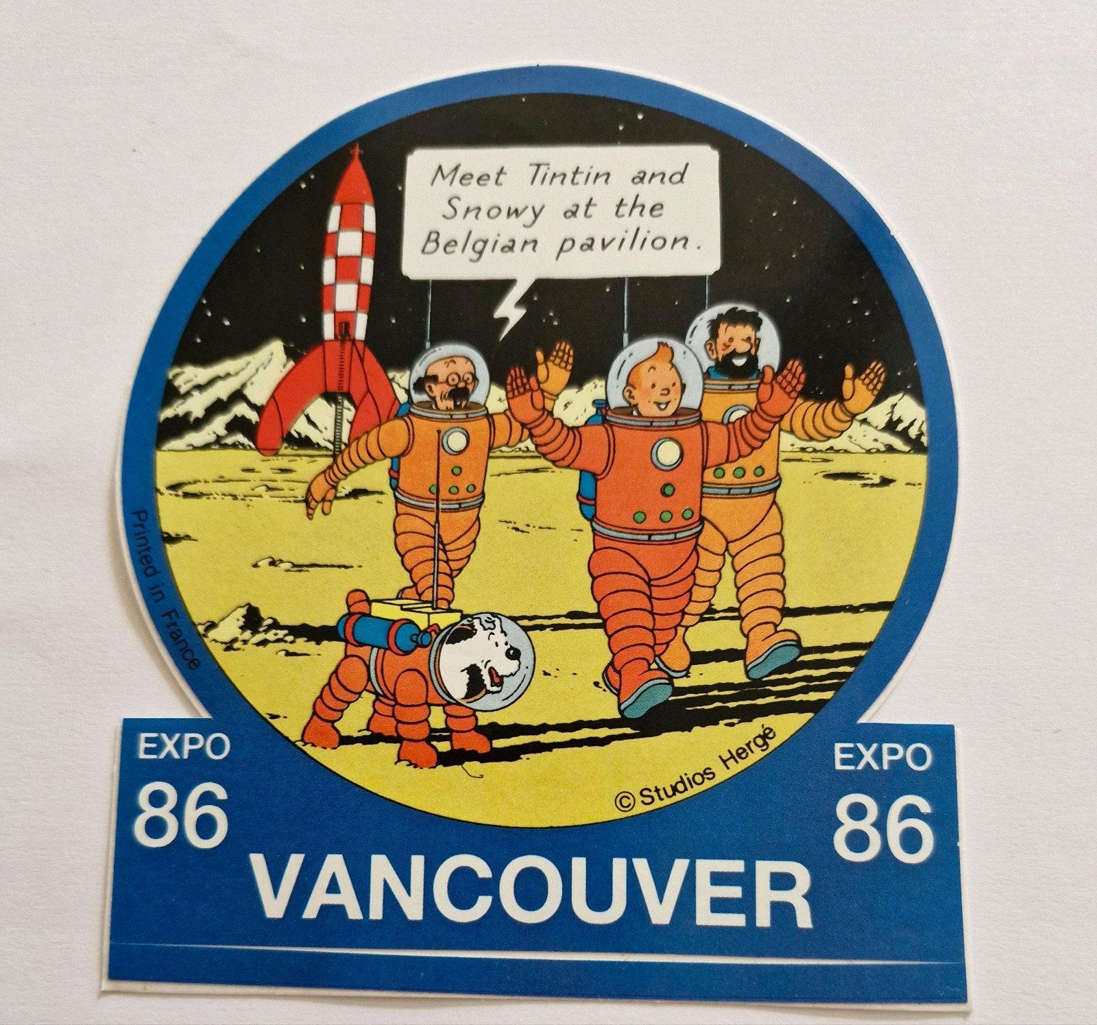 Autocollant rare Tintin - Expo 86 Vancouver, Collections, Enlèvement ou Envoi