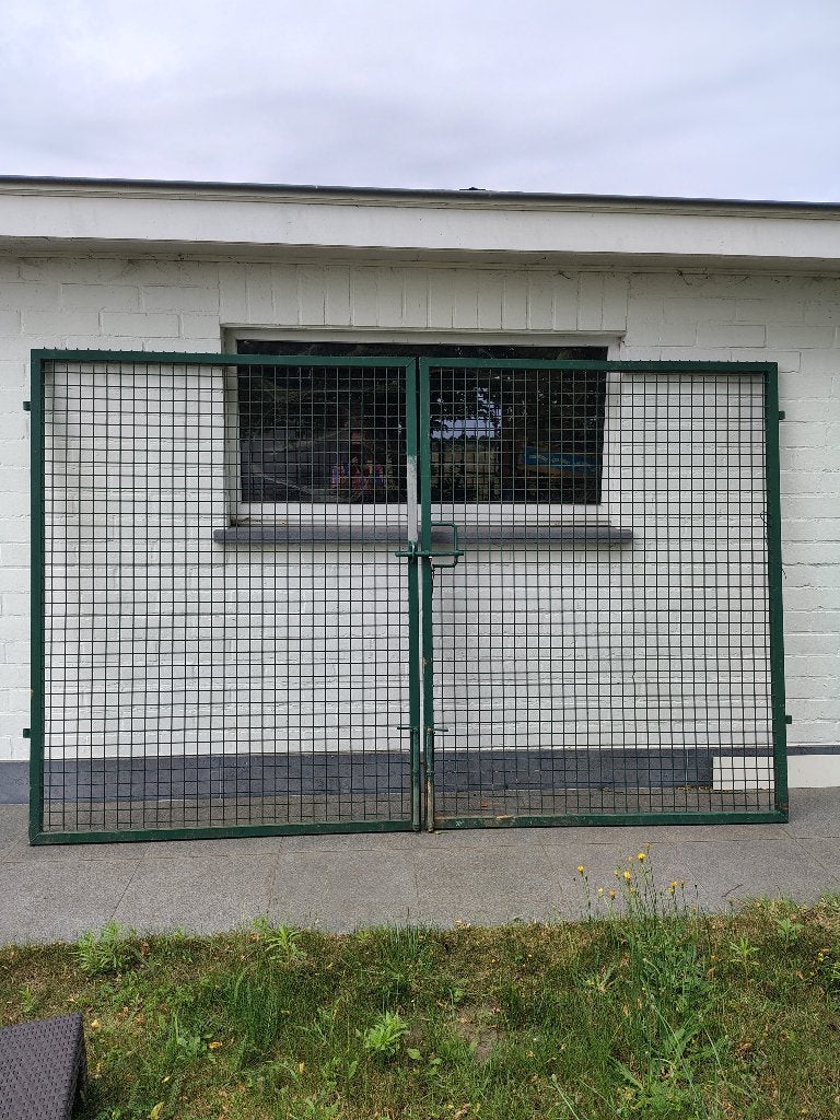 poort hek tuinpoort hekken dubbel groene opritpoort, Tuin en Terras, Ophalen, Gebruikt, 150 tot 200 cm, IJzer