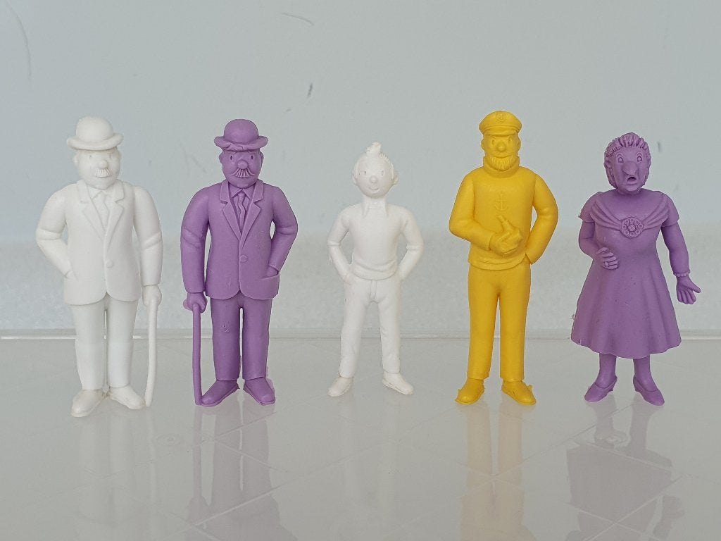 Lot van 5 Kuifje Tintin figuren (Esso, Belvision) (7), Verzamelen, Ophalen of Verzenden, Kuifje, Gebruikt, Beeldje of Figuurtje