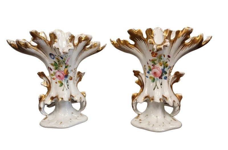 paire de vases à cornet anciens., Enlèvement ou Envoi