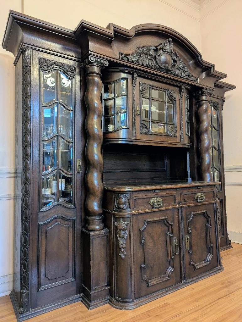 2 buffets magnifiques Baroque de Danzig fin 19ème, 200 cm ou plus, Avec tablette(s), Enlèvement, Utilisé